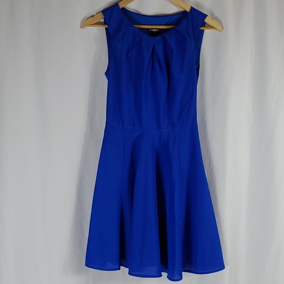 Express | Royal Blue Fit & Flare Mini Dress - Picture 7 of 7